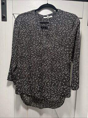 Daniel Rainn Black Blouse with White teardrop Print